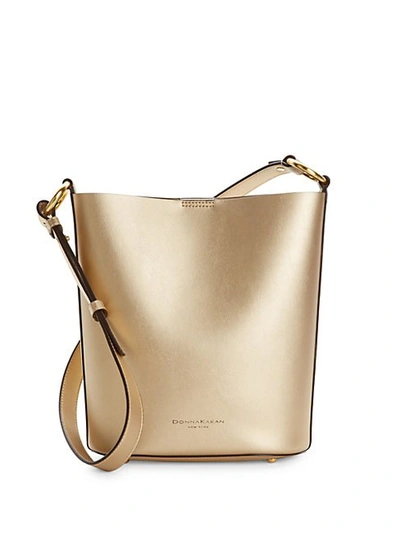 Shop Donna Karan Leather Bucket Bag In Terracotta