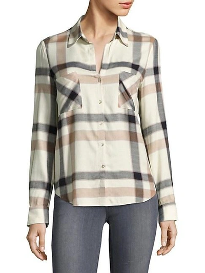 Shop L Agence Plaid Long-sleeve Button-down Shirt In Blonde Multi