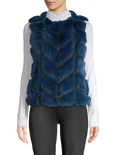 Shop Belle Fare Dyed Rabbit & Raccoon Fur Vest In Cobalt Blue