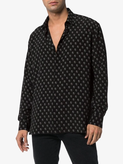 Shop Saint Laurent Playing Cards Print Silk Shirt