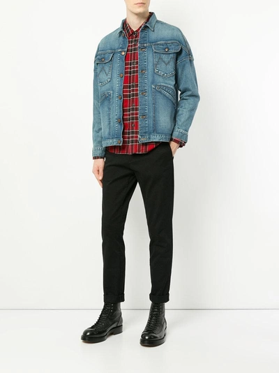 Shop White Mountaineering Classic Denim Jacket In Blue