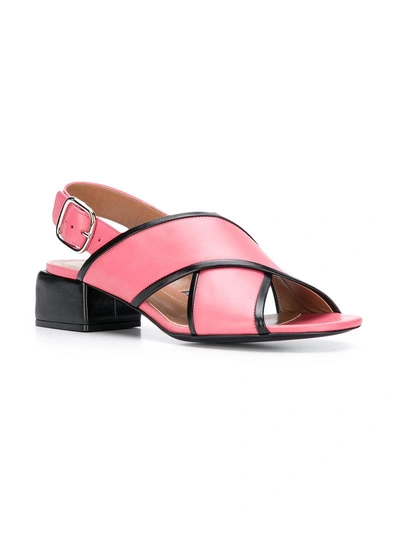Shop Marni Cross Over Strap Sandals - Pink