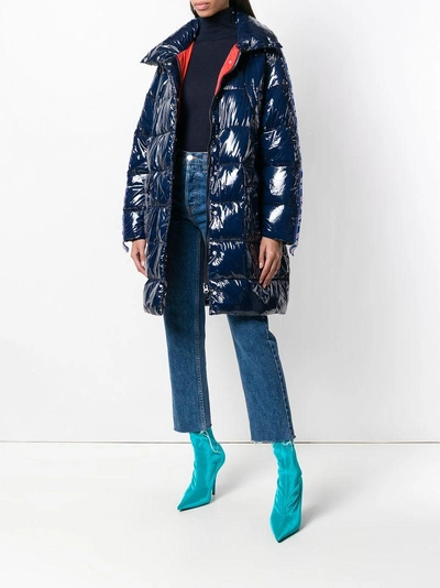 Shop Pinko Oversized Puffer Coat - Blue