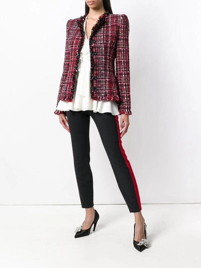 Shop Alexander Mcqueen Tailored Tweed Jacket In Red