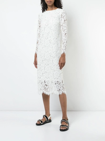 Shop Ganni Lace Shift Dress In White