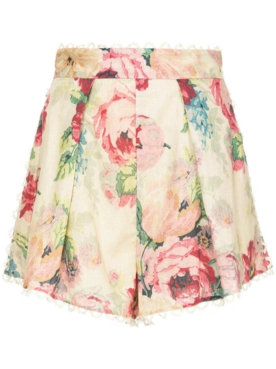 Shop Zimmermann Floral Print Shorts In Multicolour