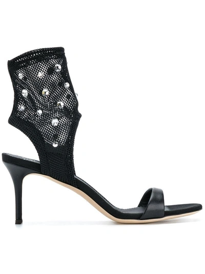 Shop Giuseppe Zanotti Design Mesh Crystal Sandals - Black