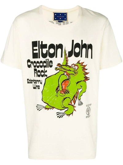 Gucci Off-white Elton John Crocodile Rock T-shirt In Neutrals