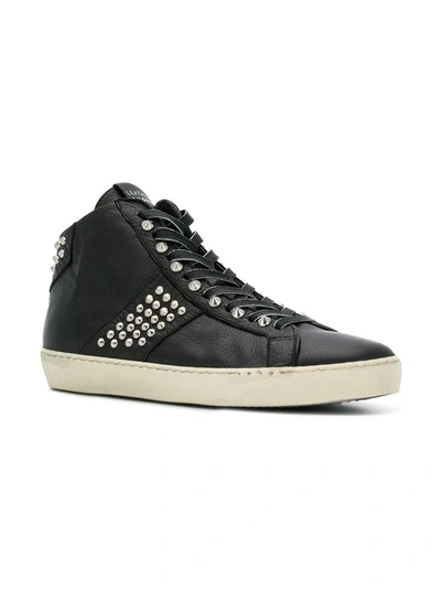 Shop Leather Crown M Iconic Hi-top Sneakers In Black