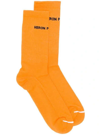 Shop Heron Preston Logo Socks - Orange