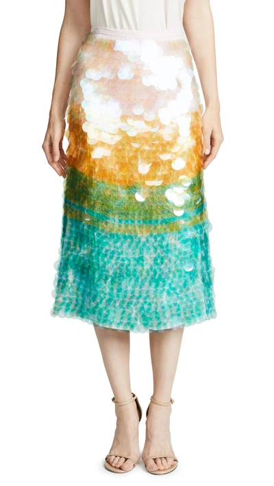 Shop Cynthia Rowley Adelai Cascade Sequined Skirt In Rainbow