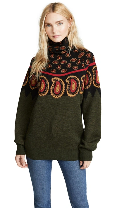 Shop Toga Wool Jacquard High Neck Sweater In Black