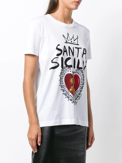Shop Dolce & Gabbana Santa Sicily Print T-shirt - White