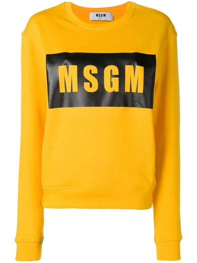 Shop Msgm Box Logo Sweatshirt - Yellow