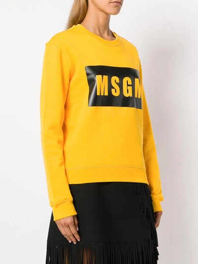 Shop Msgm Box Logo Sweatshirt - Yellow