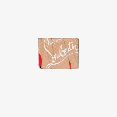 Shop Christian Louboutin Nude, White And Red Panettone Leather Wallet In Nude/neutrals