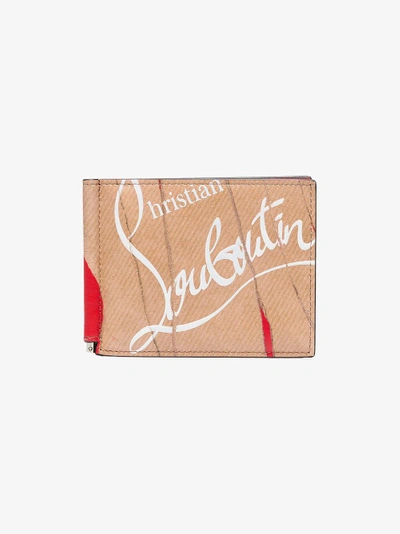 Shop Christian Louboutin Nude, White And Red Panettone Leather Wallet In Nude/neutrals