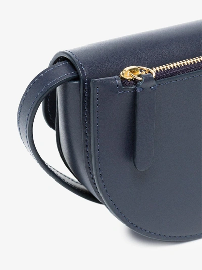 Shop Wandler Navy Anna Leather Belt Bag In Blue