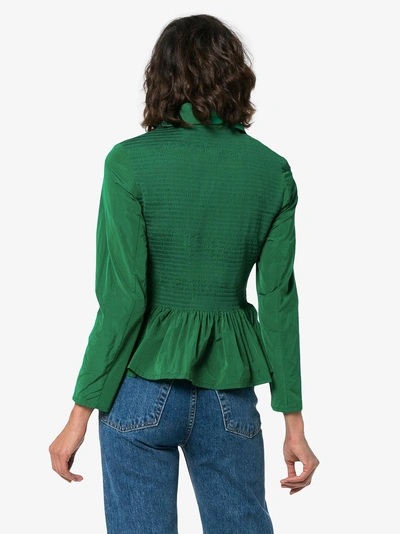 Shop Molly Goddard Lillian Peplum Hem Zip Jacket In Green