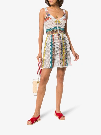 Shop Missoni Mare V-neck Knitted Zig-zag Mini Dress In Multicolour