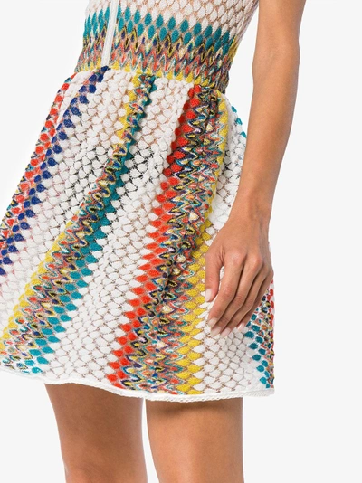Shop Missoni Mare V-neck Knitted Zig-zag Mini Dress In Multicolour