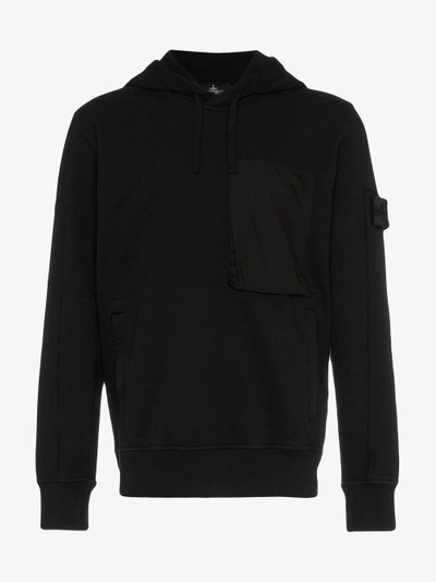 Shop Stone Island Shadow Project Front Pocket Long Sleeve Cotton Hoodie In Black