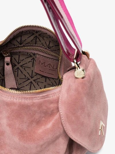 Shop Manu Atelier Rose Fernweh Mini Suede Tote Bag In Pink&purple