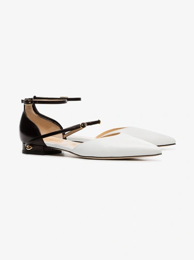 Shop Jennifer Chamandi Black And White Enrico 20 Leather Pumps