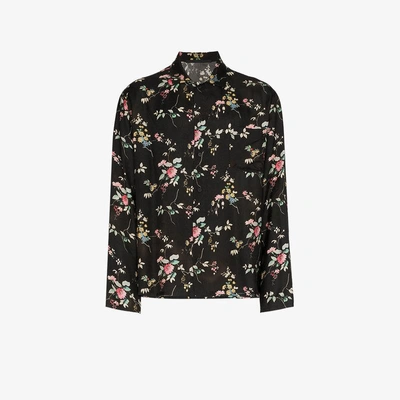 Shop Haider Ackermann Black Floral Print Long Sleeve Shirt