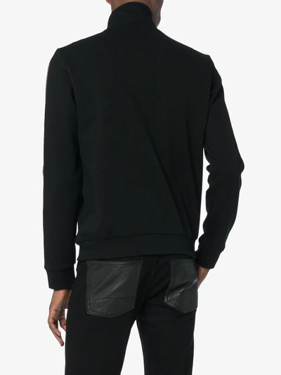 Shop Fendi Zipped Logo Stripe Track Jacket In Black