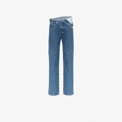 Shop Y/project Y / Project Fold Over Waist Jeans In Blue