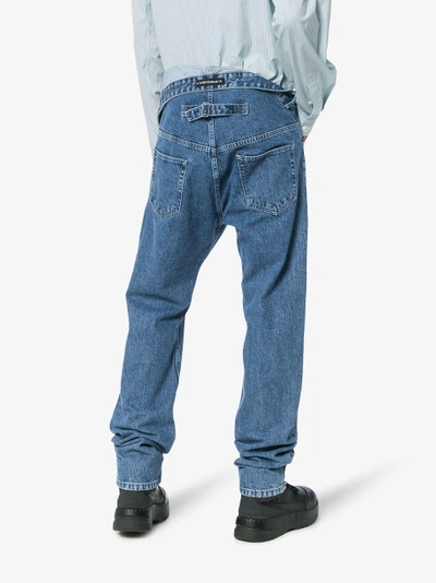 Shop Y/project Y / Project Fold Over Waist Jeans In Blue