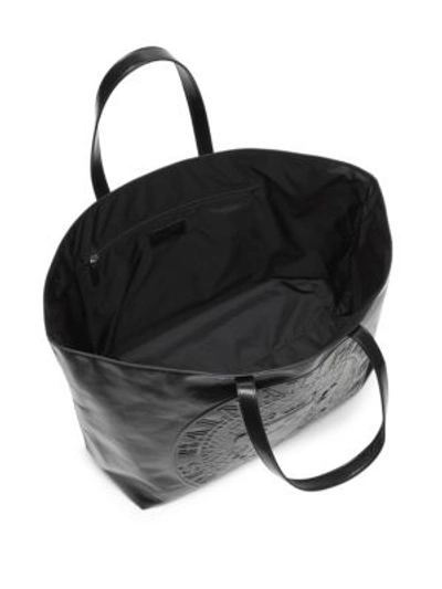 Shop Balmain Medallion Leather Tote Bag In Noir