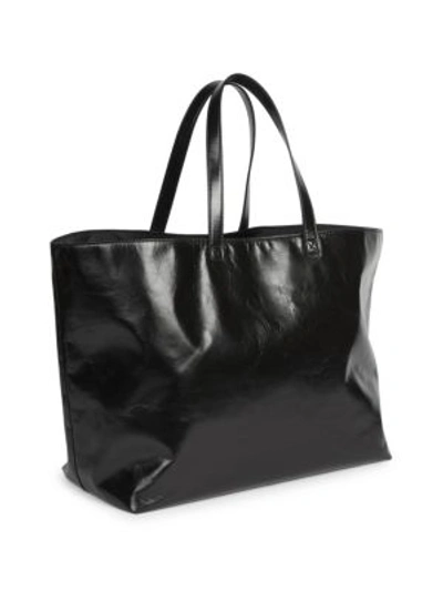 Shop Balmain Medallion Leather Tote Bag In Noir