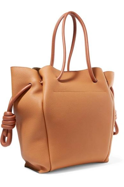 Shop Loewe Flamenco Small Textured-leather Tote In Tan