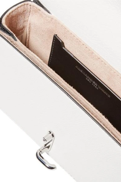 Shop Alexander Wang Hook Two-tone Smooth And Textured-leather Shoulder Bag In White