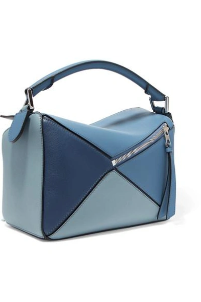 Puzzle Small Color-block Textured-leather Shoulder Bag In Blue