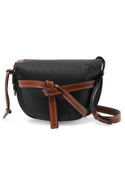 Shop Loewe Gate Small Textured-leather Shoulder Bag In Black