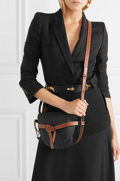 Shop Loewe Gate Small Textured-leather Shoulder Bag In Black