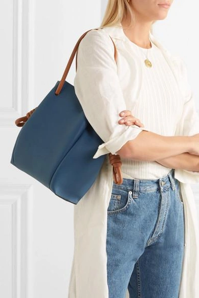 Shop Loewe Flamenco Small Textured-leather Tote In Blue