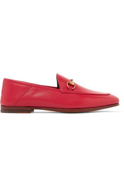 Shop Gucci Brixton Horsebit-detailed Leather Collapsible-heel Loafers
