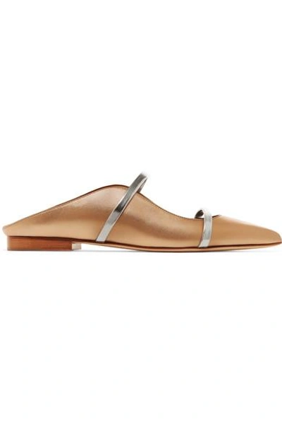 Shop Malone Souliers Maureen Metallic Leather Point-toe Flats In Gold