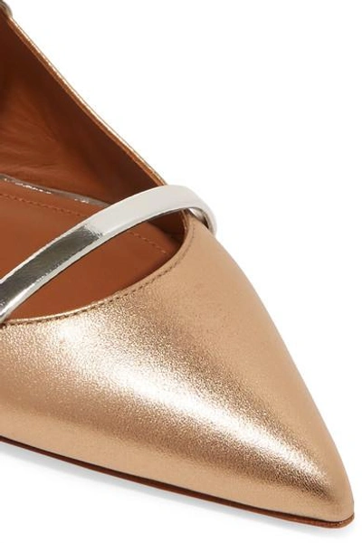 Shop Malone Souliers Maureen Metallic Leather Point-toe Flats In Gold