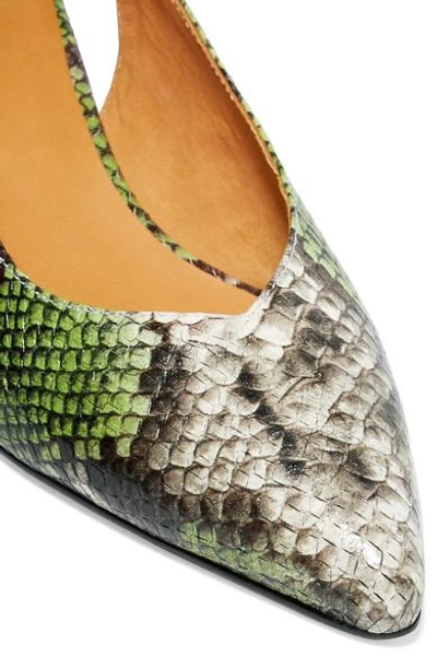 Shop Ganni Snake-effect Leather Slingback Pumps In Snake Print