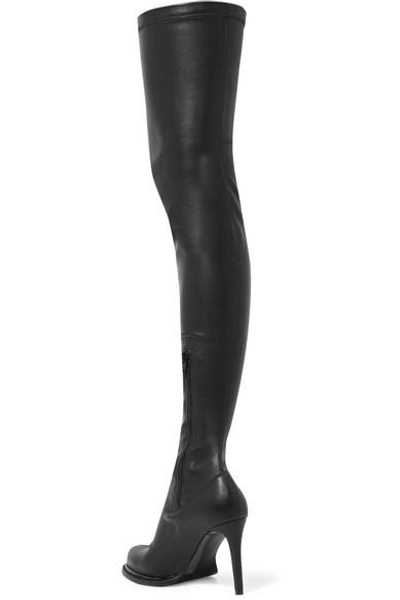 Shop Stella Mccartney Faux Stretch-leather Thigh Boots In Black