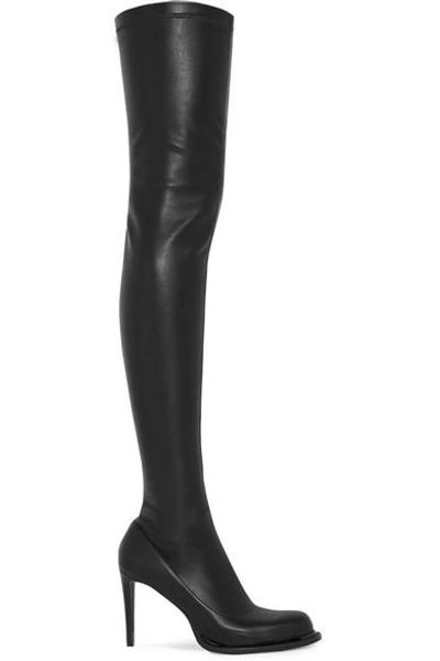 Shop Stella Mccartney Faux Stretch-leather Thigh Boots In Black