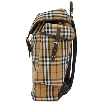 Shop Burberry Beige & Black Ranger Check Backpack In Clementine
