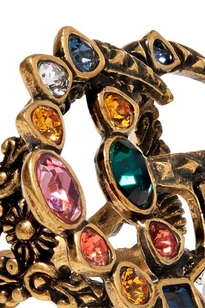 Shop Gucci Gold-tone Crystal Ring