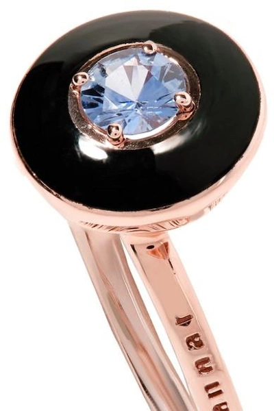 Shop Selim Mouzannar Mina 18-karat Rose Gold, Enamel And Sapphire Ring