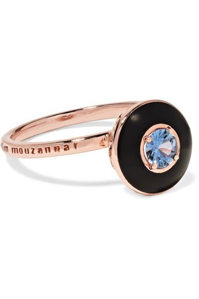 Shop Selim Mouzannar Mina 18-karat Rose Gold, Enamel And Sapphire Ring